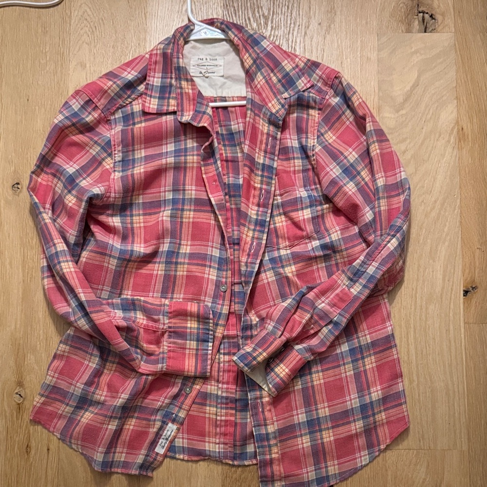 J. Crew Pink and Blue Plaid Shirt